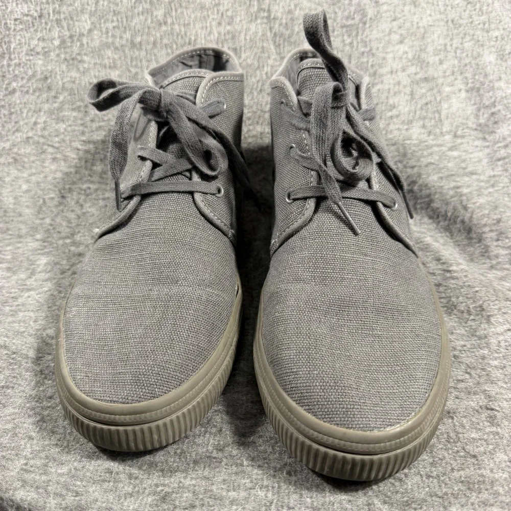 TOMS Mens Size 11 Lace Up Ankle Boots Gray Canvas Fabric Carlo Chukka